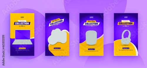 Set of Black friday gadget Editable banner post on instagram story template.Suitable for social media stories post, web mobile ads 