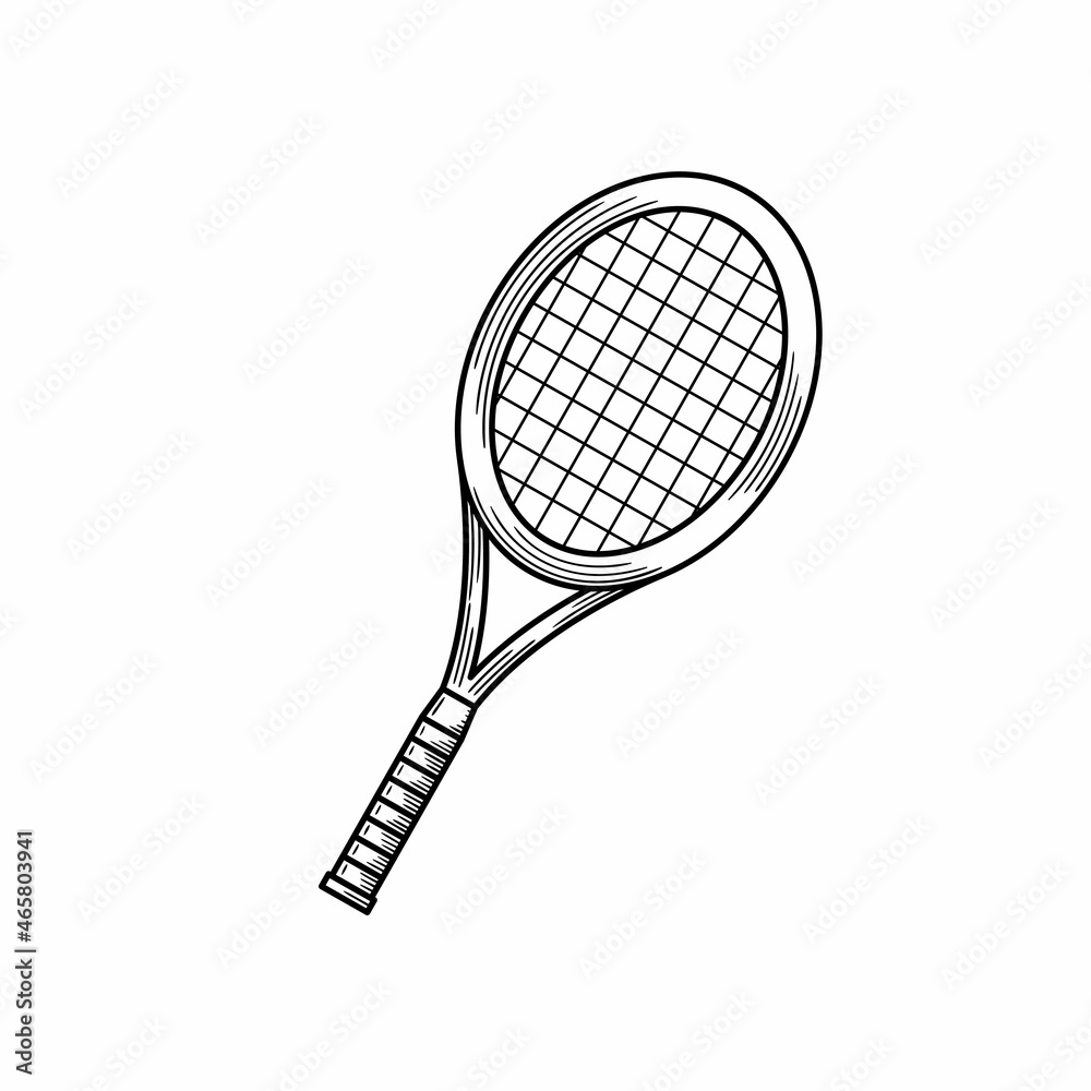 tennis racket illustration hand drawn isolated design