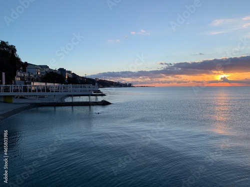 view of the Black Sea coast in cloudy weather from the ship © Никита Родионов