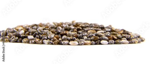 Chia seeds isolated on a white background. Super food. Vegetarian food. Macro view.