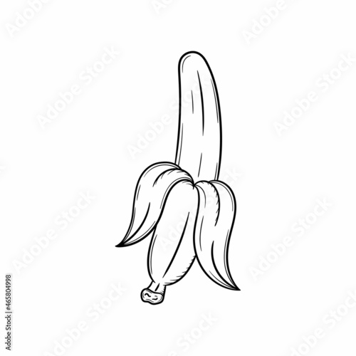 Half peeled banana illustration hand drawn isolated design