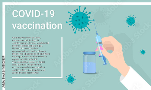 COVID-19 vaccination.Medical personnel are engaged in vaccination against coronavirus.A medical-style poster.Vector illustration.