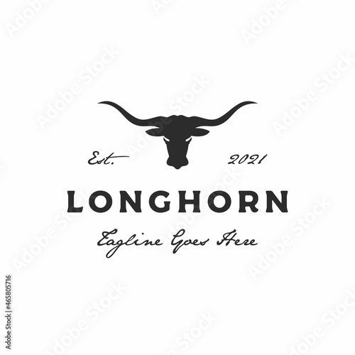 Texas Longhorn logo, Country Western Bull Cattle Vintage Retro Logo Design
