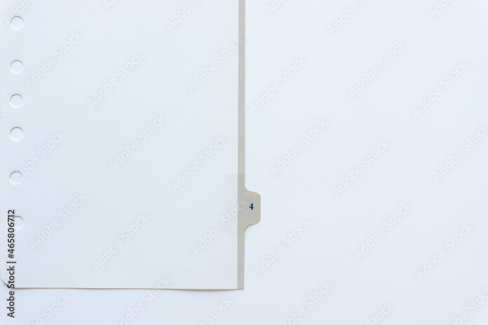 paper divider with tab and number four Stock Photo | Adobe Stock