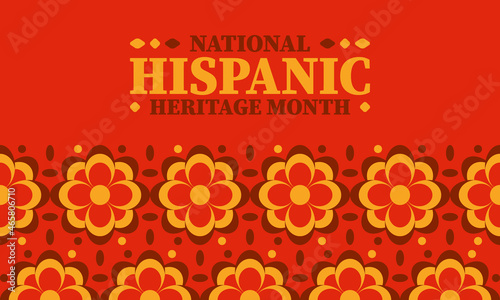 National Hispanic Heritage Month in United States. Celebrate annual in September and October. Latin American and Hispanic ethnicity culture. National fabric vector textures. Traditional festival