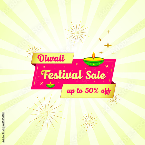 Diwali festival sale offer logo unit with lamp and shine graphics, Diwali celebration background, Banner, Logo Design, Icon, Poster, Unit, Label, Web Header, Vector, illustration, Tag.