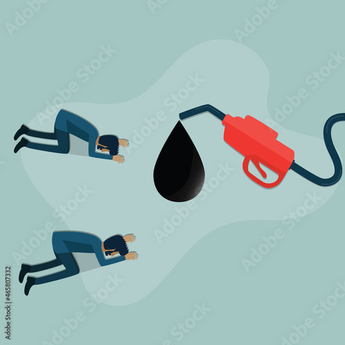 Flat of business concept,Two businessman respecting the fuel injectors - vector