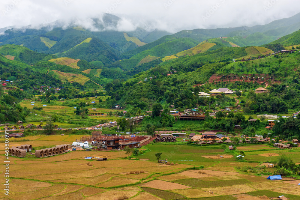 Landscape view of Sapan Village, Bo Kluea District, Nan Province, Thailand.