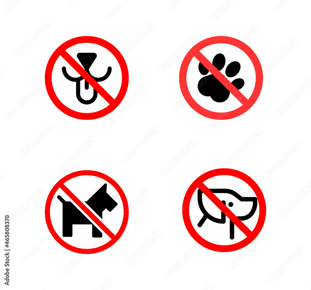 No dogs sign line vector icon