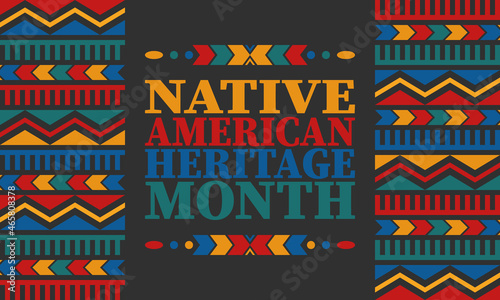 Wallpaper Mural Native American Heritage Month. American Indian culture. Celebrate annual in in November in United States. Tradition Indian pattern. Poster and banner. Vector authentic ornament, ethnic illustration Torontodigital.ca