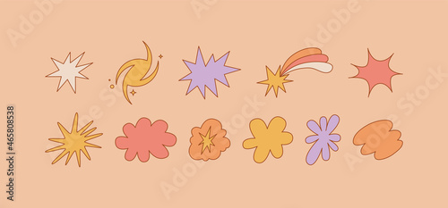Vector set of design elements and illustrations in simple linear style