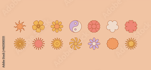 Vector set of design elements and illustrations in simple linear style