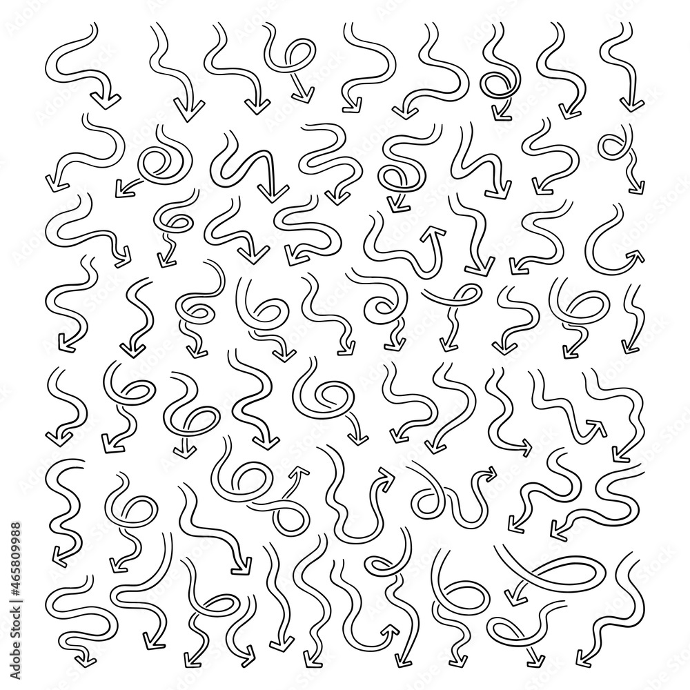 Naklejka premium hand drawn vector set of arrow.