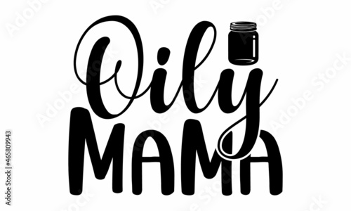 Oily mama, Vector illustration of Cedarwood Essential Oil text for logotype, packaging, banner, label, poster, decoration, postcard, cosmetics