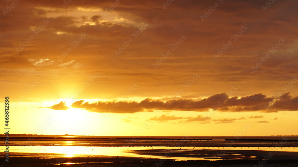 Nordsee Sonnenuntergang Wattenmeer Watt Himmel