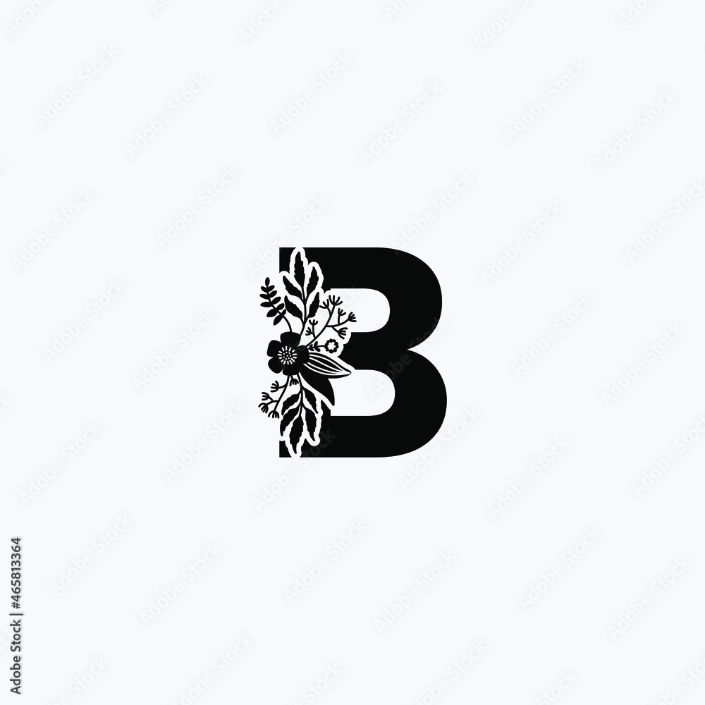 letter B leaf icon logo design concept, floral logo, icon, sign vector, vintage letter logo, classical lettering letter B leaf icon logo design concept, floral logo, icon, sign vector, vintage letter logo, classical lettering