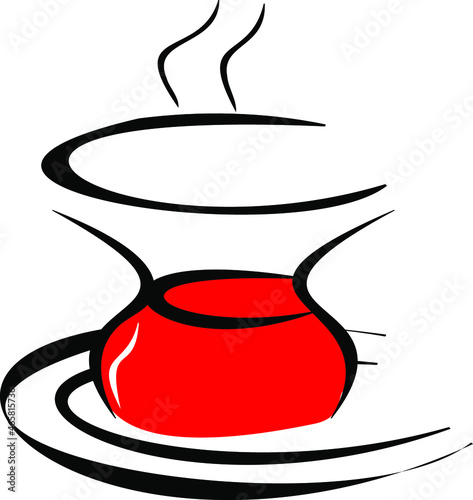 Turkish style tea. vector image of black tea in glass with fine honey