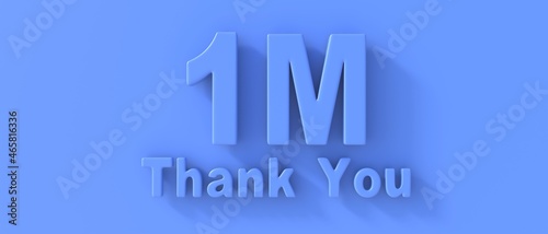 1m followers celebration. Thank you one million for network friends and subscribers. 3d illustration photo