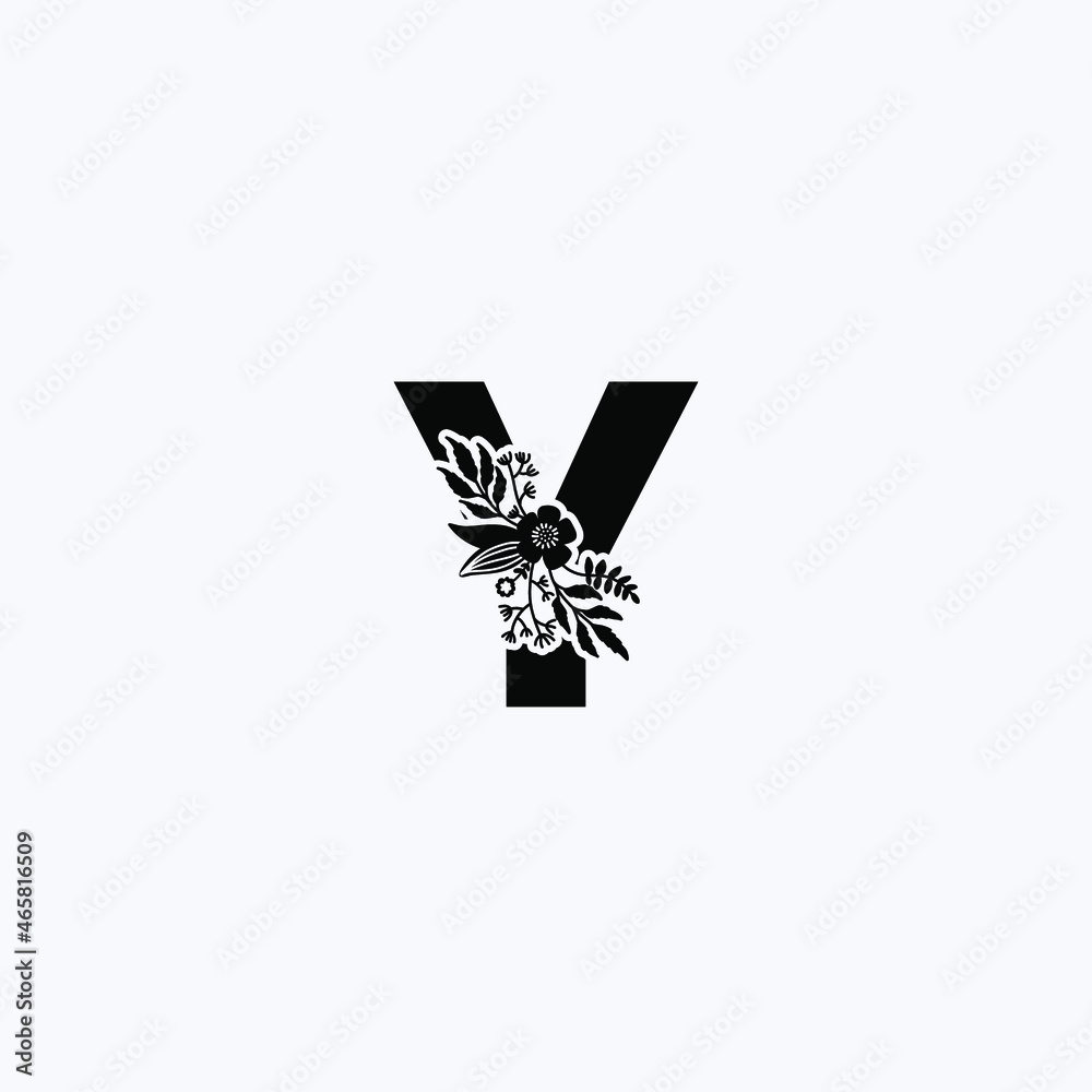 letter Y leaf icon logo design concept, floral logo, icon, sign vector, vintage letter logo, classical lettering