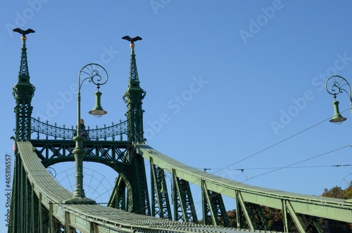 Detail green iron bridge, Budapest, Hungary