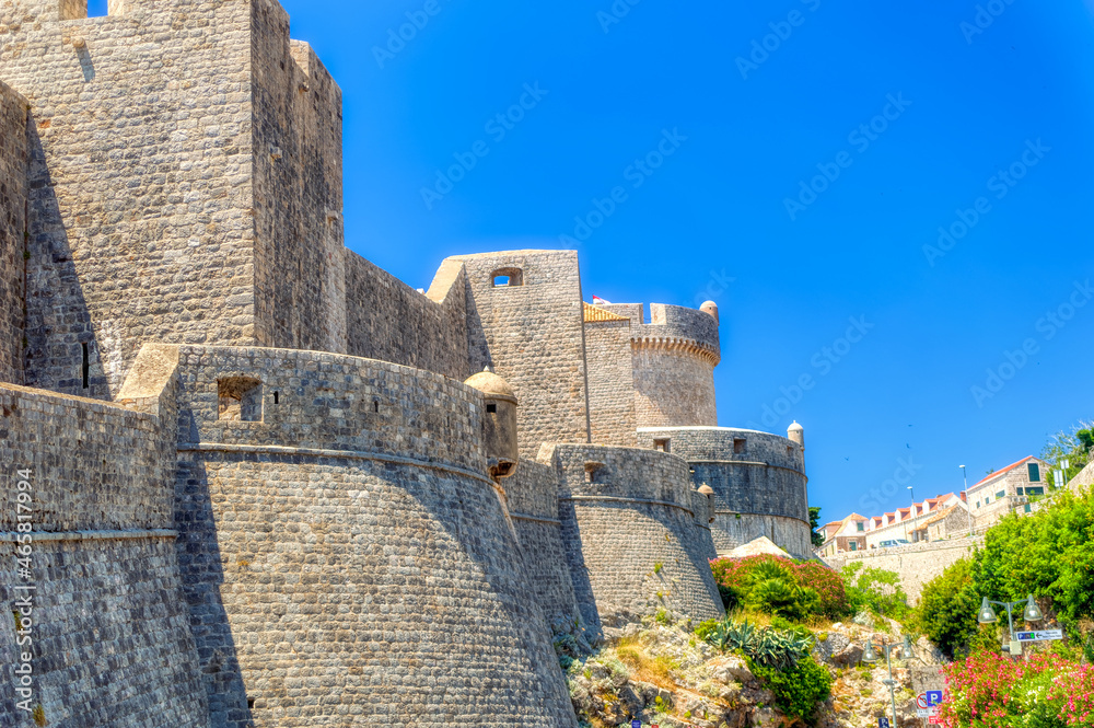 Fortification walls and towers of Old Town of Dubrovnik, Croatia.