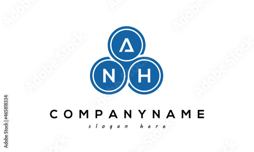 ANH three letters creative circle logo design with blue photo