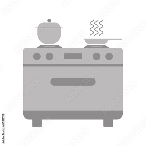 Set of kitchen utensils. Kitchen stove for cooking. Icon of kitchen appliances. Vector illustration isolated on a white background