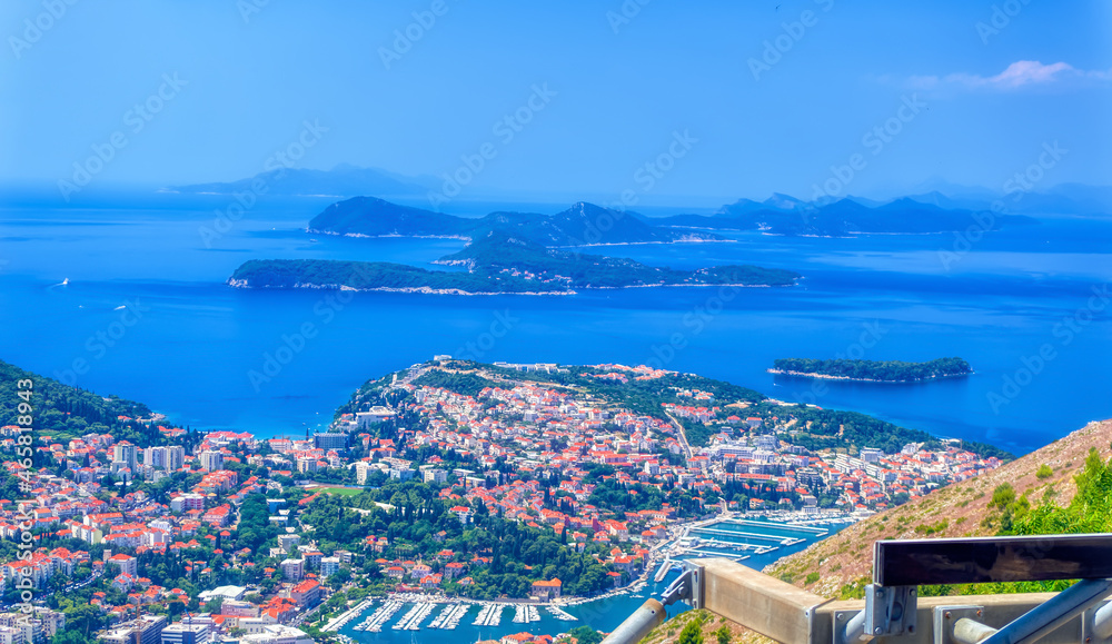 Aerial view over new part of Dubrovnik town in Croatia.