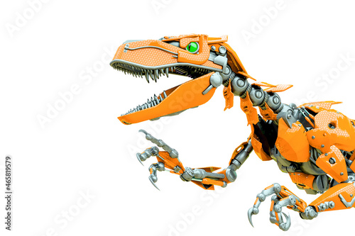 velociraptor robot doing a fast run close up © DM7