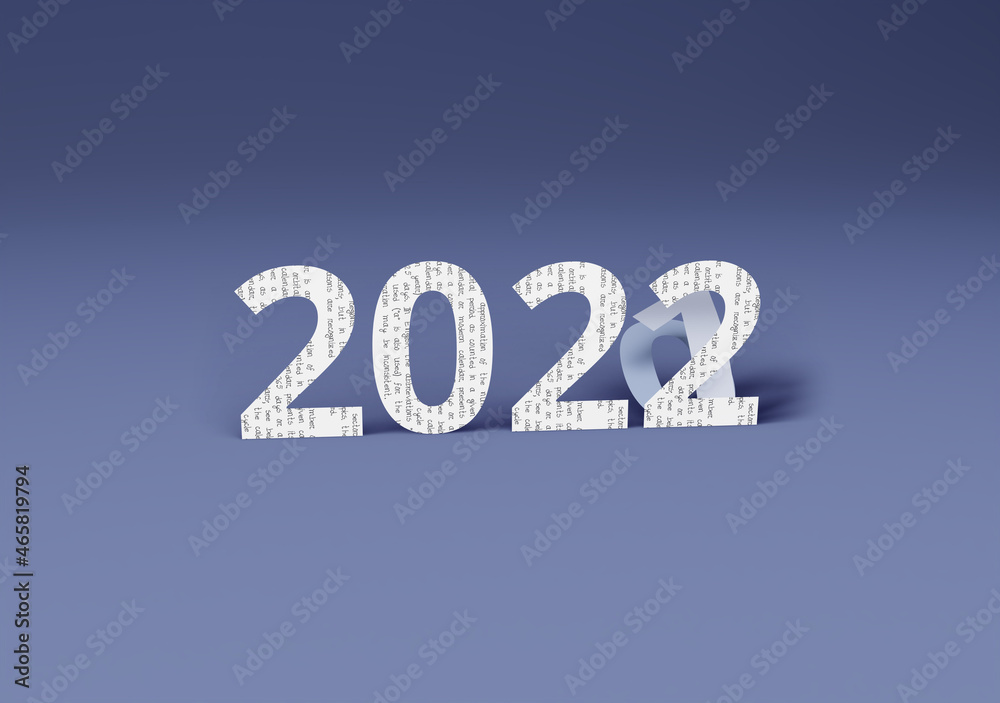 Flipping of paper block to change 2021 to 2022 year. Flipping of paper block to change 2021 to 2022 year.