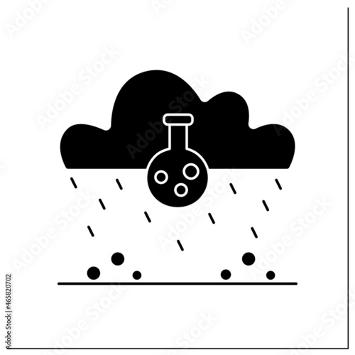 Acid rain glyph icon. Dangerous, poisonous rainfall, radioactive cloud. Soil poisoning. Environment pollution and ecology damage concept.Filled flat sign. Isolated silhouette vector illustration