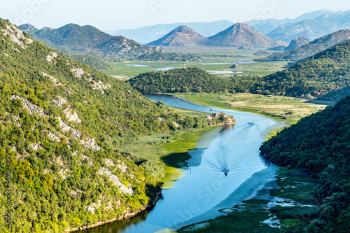 Fototapeta Naklejka Na Ścianę i Meble -  Crnojevica river bents and mountains, Skadar lake national park, Montenegro