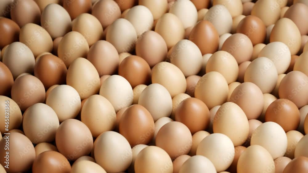 A loop animation of enormous numbers of eggs. Raw hen's eggs. Animal products. A loop animation of enormous numbers of eggs. Raw hen's eggs. Animal products.