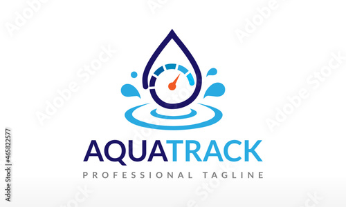 Aqua Supervision Water Track Logo Design Vector Icon Illustrations.