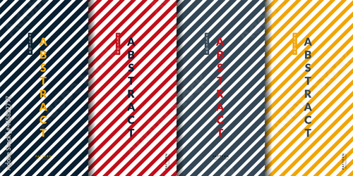Abstract color modern stripes pattern set. Blue, red, yellow oblique lines background collection. Minimalist style design for template banner, brochure, poster, fabric patterns, and wrapping paper.