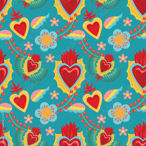 sacred heart seamless vector art design