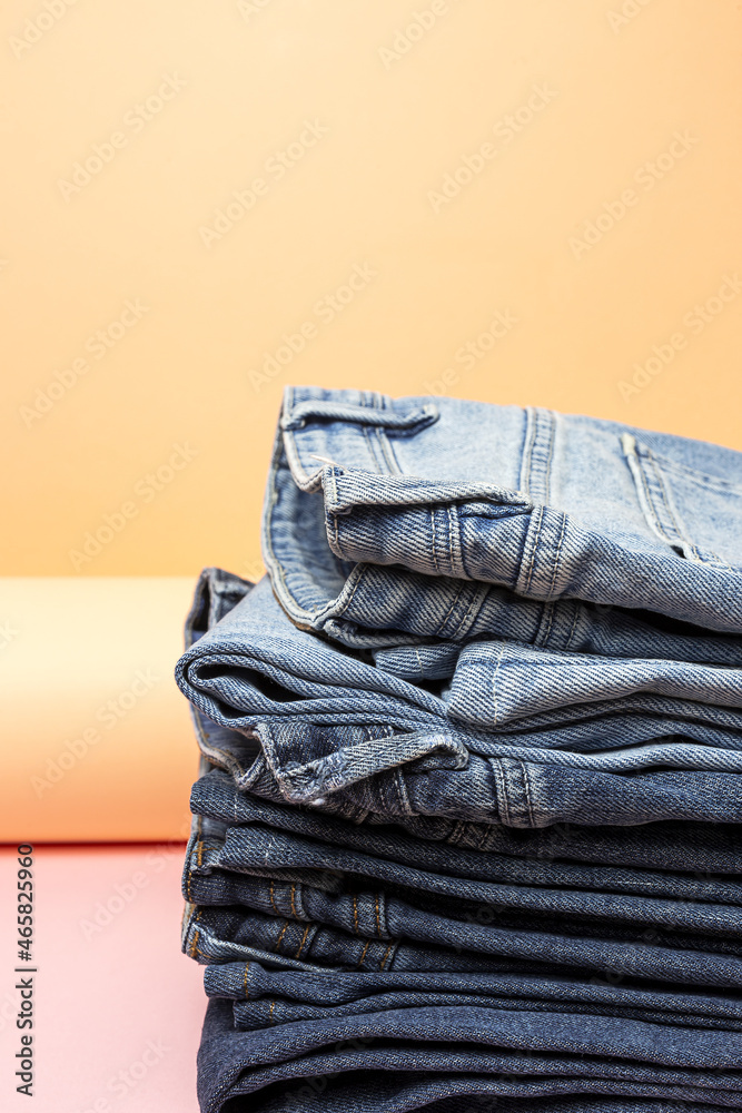 Blue jeans on colorful background isolated Blue jeans on colorful background isolated