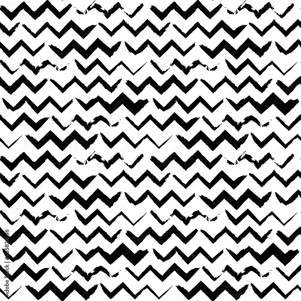 Hand drawn seamless pattern with zigzag line
