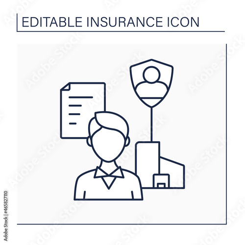 Employers liability line icon. Insurance safeguards businesses against legal and compensation expenses from employee claims. Insurance concept. Isolated vector illustration. Editable stroke