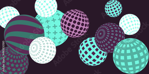 Retro 3d illustration abstract balls, great design for any purposes.  Modern cover concept. Vector technology background.  Abstract bright wallpaper. 3d geometric shape  illustration.