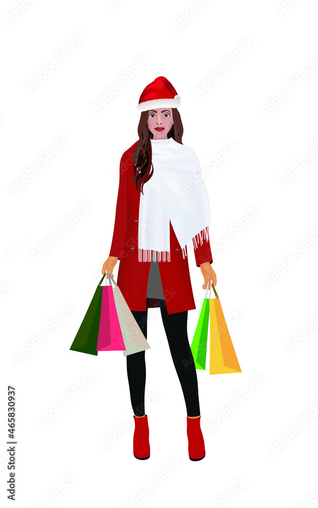 Woman holding shopping bags. vector Woman holding shopping bags. vector