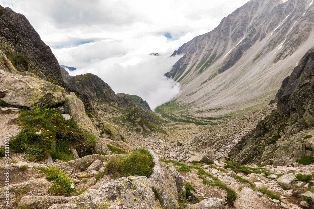 Fenêtre d'Arpette, a high alpine pass along Walker's Haute Route as well as Tour de Mont Blanc, two long distance hiking routes in Swiss Alps. Fenêtre d'Arpette, a high alpine pass along Walker's Haute Route as well as Tour de Mont Blanc, two long distance hiking routes in Swiss Alps.