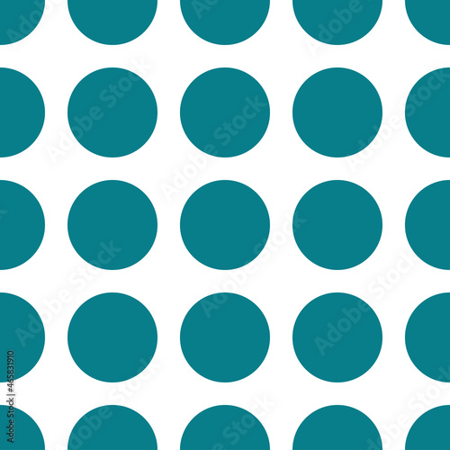 White seamless pattern with navy circles.