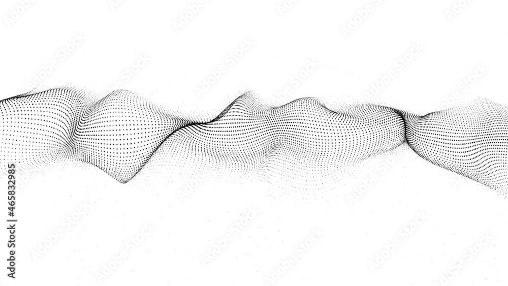 Abstract futuristic background. Big data visualization. Dynamic wave of particles. 3D rendering.