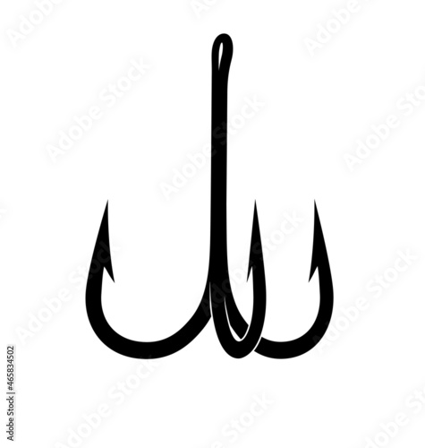 simple triple pronged fishing fish hook silhouette