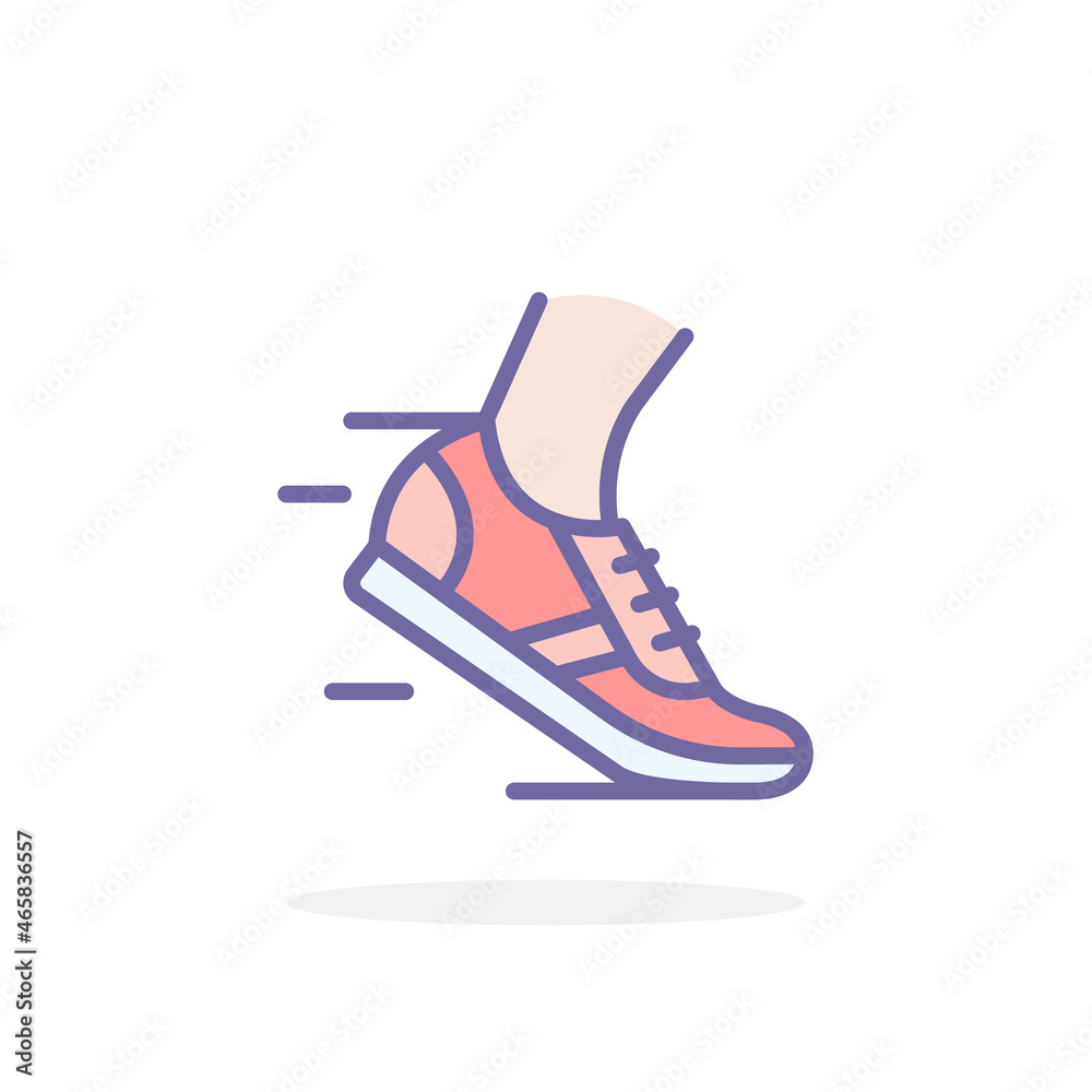 Running shoes icon in filled outline style. Running shoes icon in filled outline style.