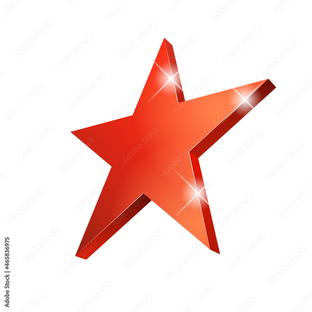 Red 3d star with Golden 3d star with highlights Red 3d star with Golden 3d star with highlights