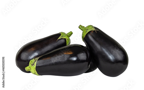 Four eggplants on a white background.