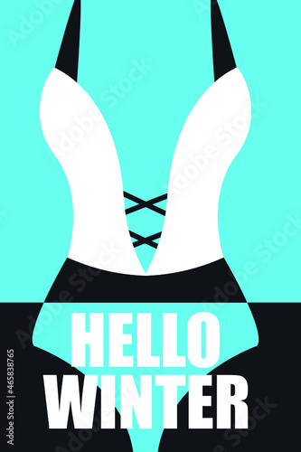 girl underwear, background for posters covers flyers, banners. Winter time, background pattern on the theme of winter.
Flat vector illustration.
