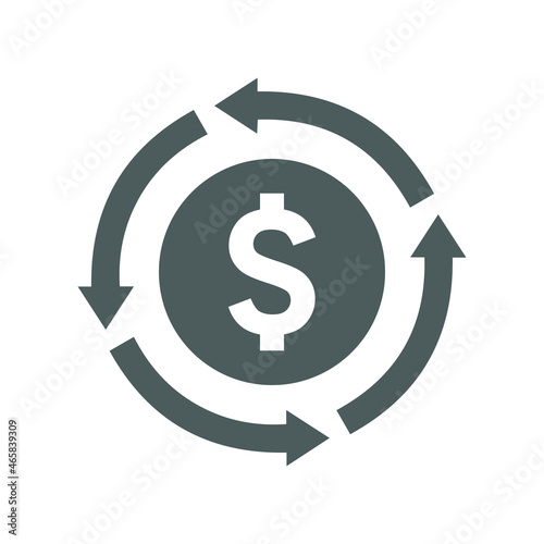 Investment, on, return, money, worth icon. Gray vector design.